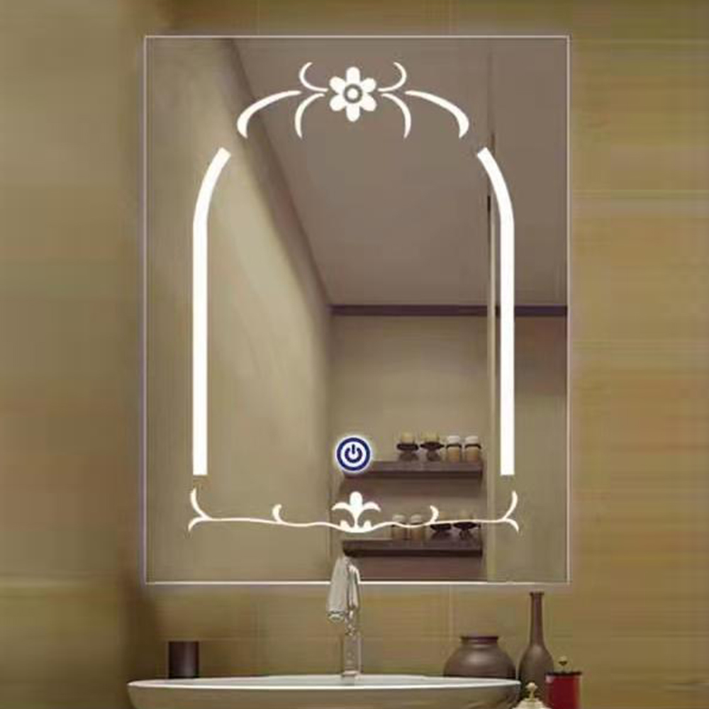 Latest Design All Season Luxury Brass Gold Rectangle Smart Led Bathroom Mirror