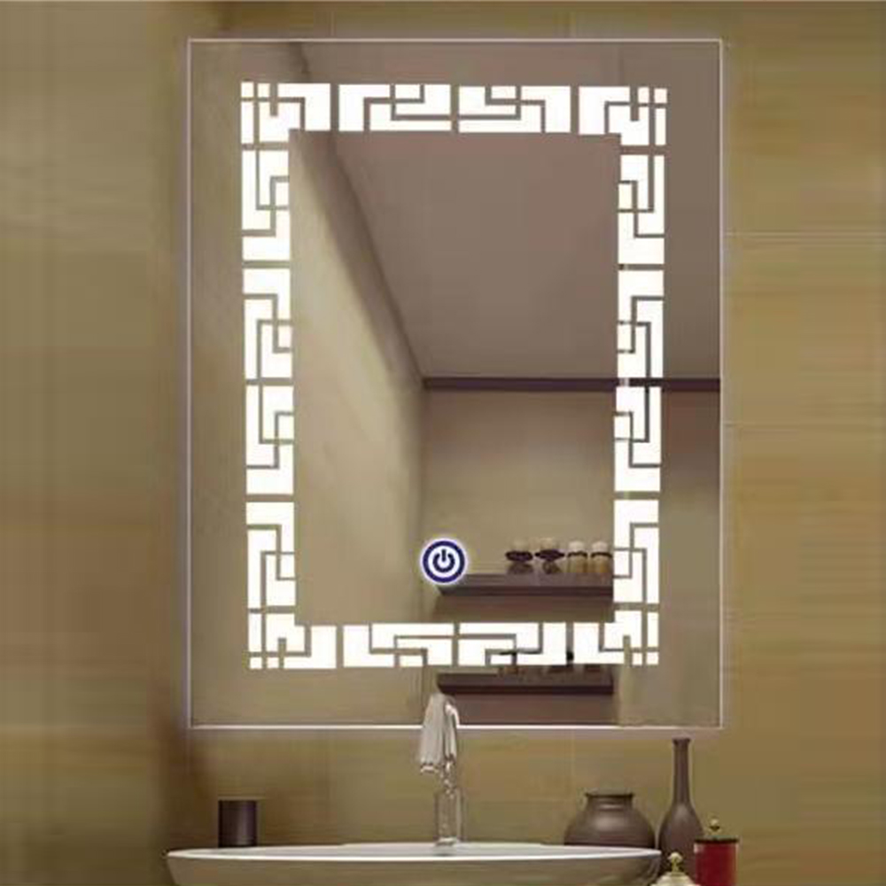 Latest Design All Season Luxury Brass Gold Rectangle Smart Led Bathroom Mirror