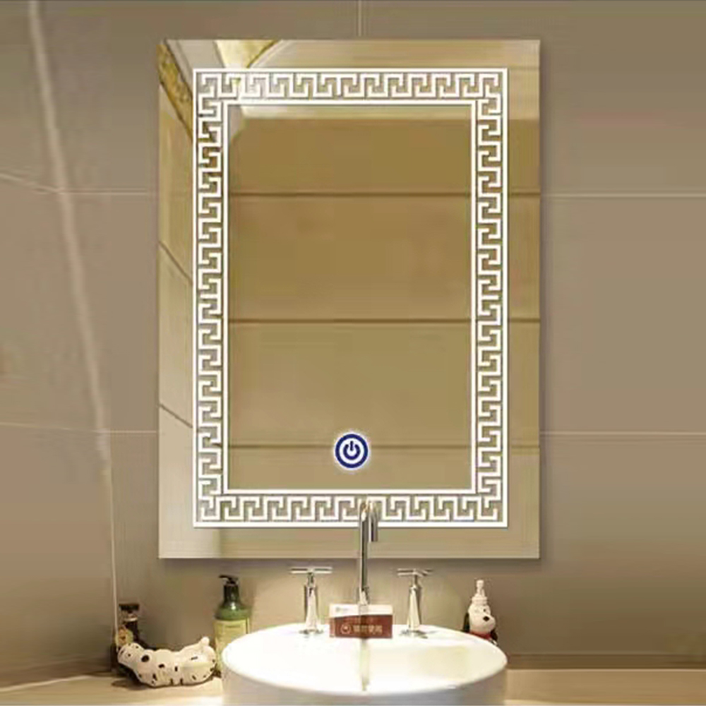 Latest Design All Season Luxury Brass Gold Rectangle Smart Led Bathroom Mirror