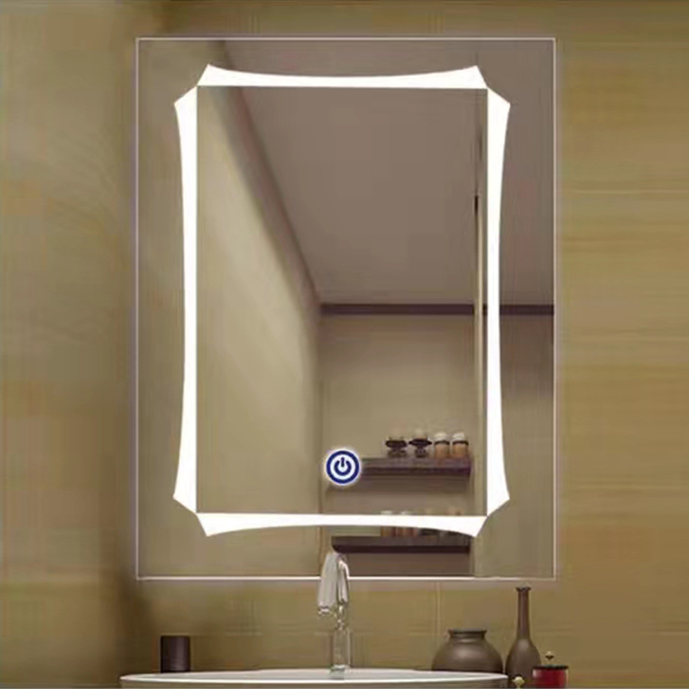 Latest Design All Season Luxury Brass Gold Rectangle Smart Led Bathroom Mirror