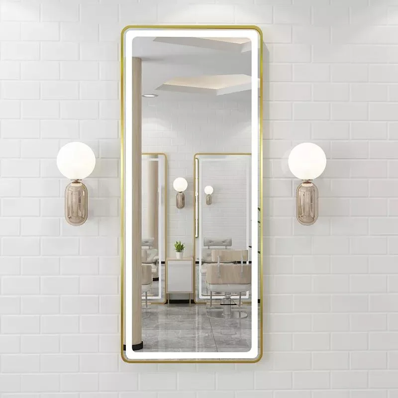 Custom Salon Tall Full Length Mirror with LED Light Wall Hanging Long Mirror for Bedroom Lighted Full Size Body Mirror