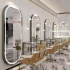 Modern Style Salon Furniture Hair Salon Hairdressing Mirror Wall-Mounted Double-Sided Makeup Mirror, Mirror with LED