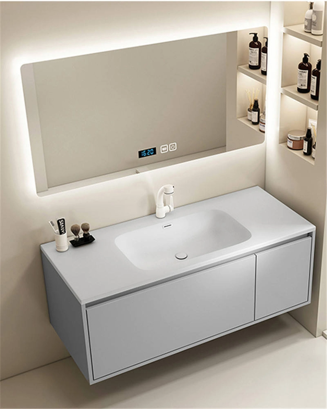 2023 New Design Bathroom Cabinet Mirror Bathroom Vanity American Wood Luxury Bathroom Cabinet Set