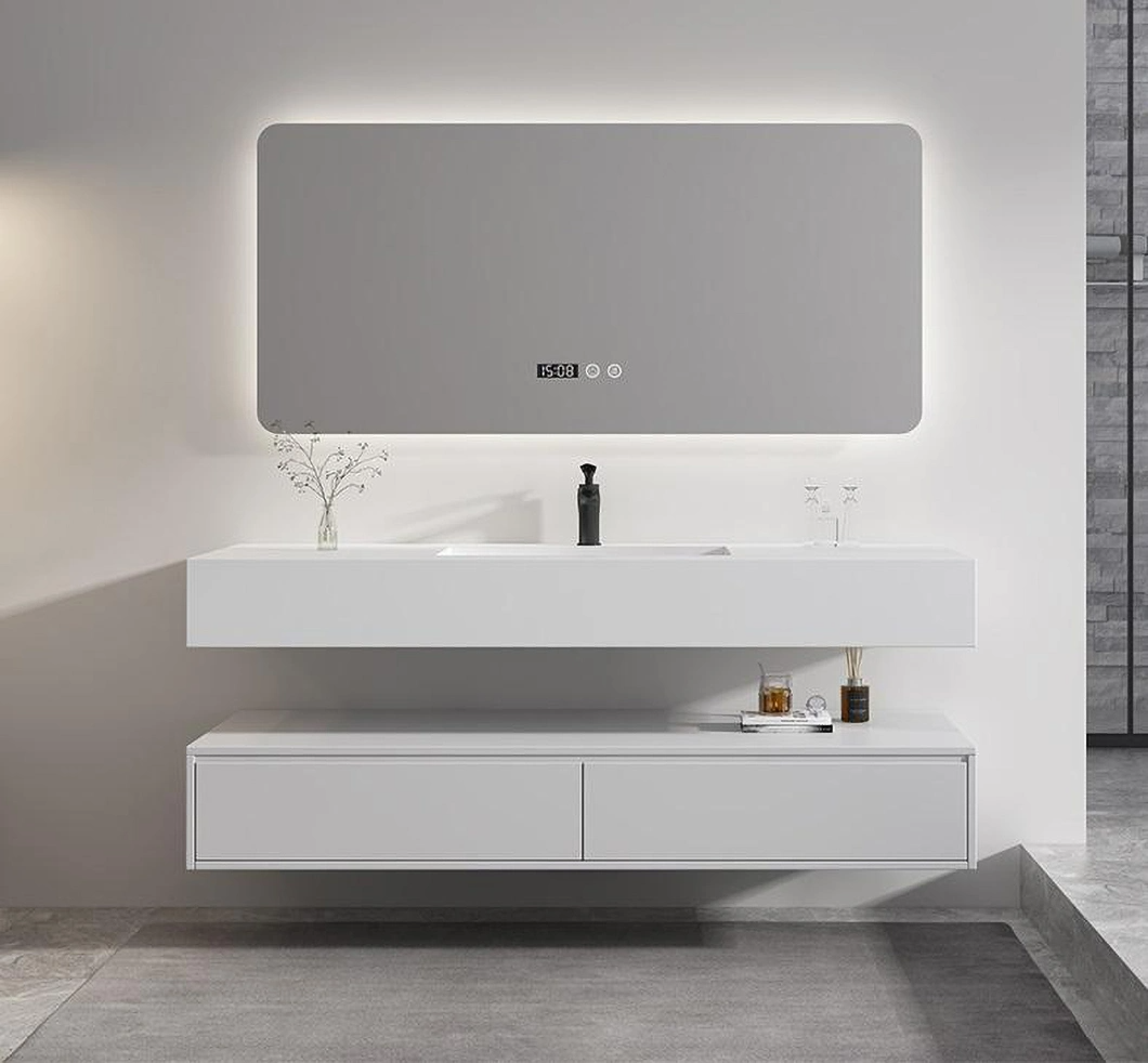 39 Inch Modern White Basin Cabinet Bathroom Corner Single Sink Cabinet with Mirror Cabinet