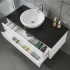 39 Inch Modern White Basin Cabinet Bathroom Corner Single Sink Cabinet with Mirror Cabinet