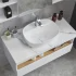 39 Inch Modern White Basin Cabinet Bathroom Corner Single Sink Cabinet with Mirror Cabinet