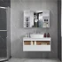 39 Inch Modern White Basin Cabinet Bathroom Corner Single Sink Cabinet with Mirror Cabinet