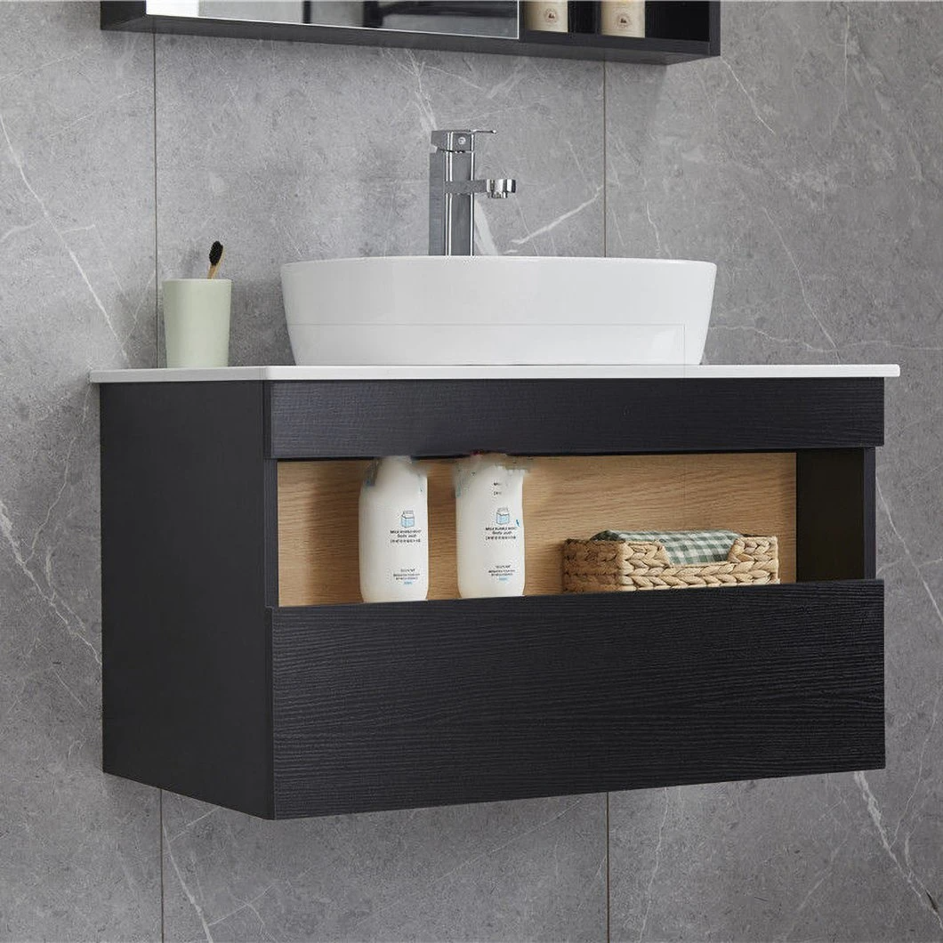 Cheap 30 Inches Black Corner Small Bathroom Ark Suit Modern Waterproof Ceramic Basin Dressing Cabinet