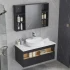 Cheap 30 Inches Black Corner Small Bathroom Ark Suit Modern Waterproof Ceramic Basin Dressing Cabinet