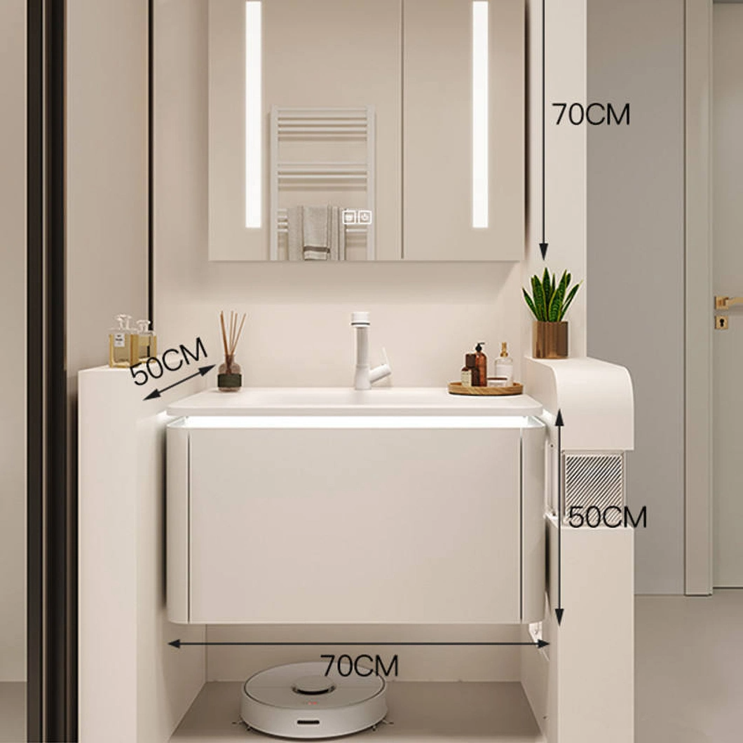 Luxury Wall-Mounted Floating Cabinet Bathroom Vanity Modern Hotel Marble Single Sink Bathroom Cabinet