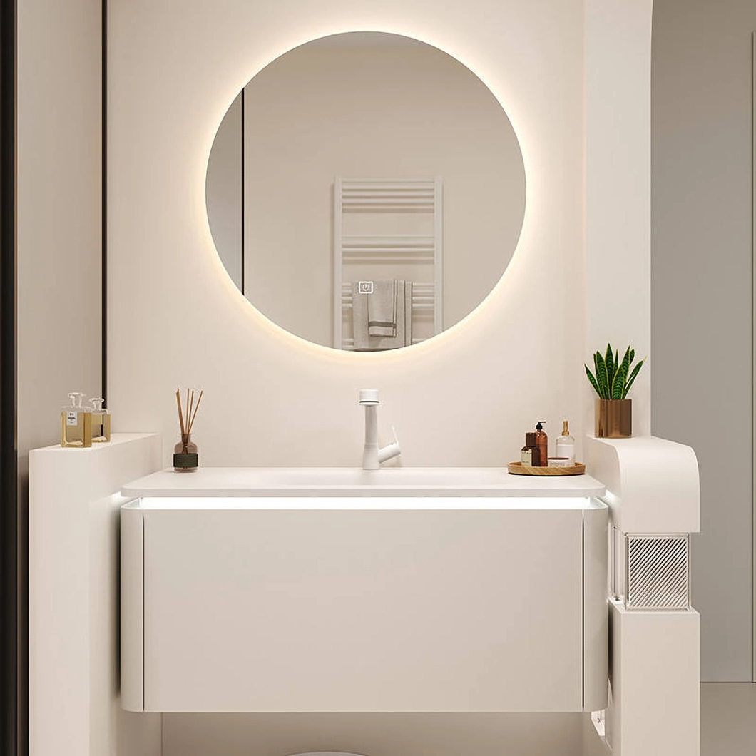 Luxury Wall-Mounted Floating Cabinet Bathroom Vanity Modern Hotel Marble Single Sink Bathroom Cabinet