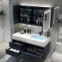 Luxury Blue Bathroom Floating Double Sink Set Modern Waterproof Bathroom Storage Cabinet with Smart Mirror Cabinet