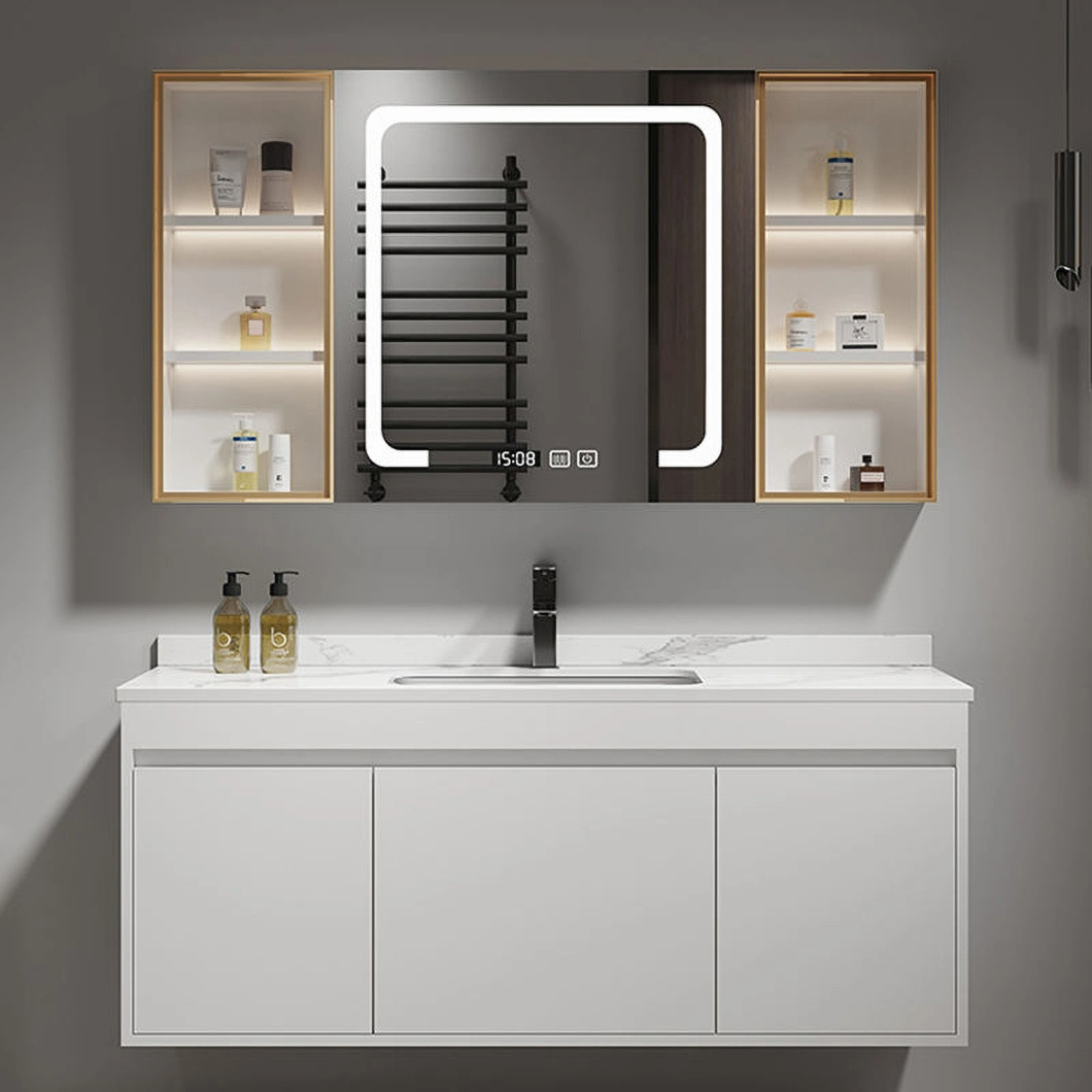 Modern Solid Wood Wash-and-Dressing Cabinet Black Bathroom Corner Luxury Bathroom Cabinet with Mirror Cabinet