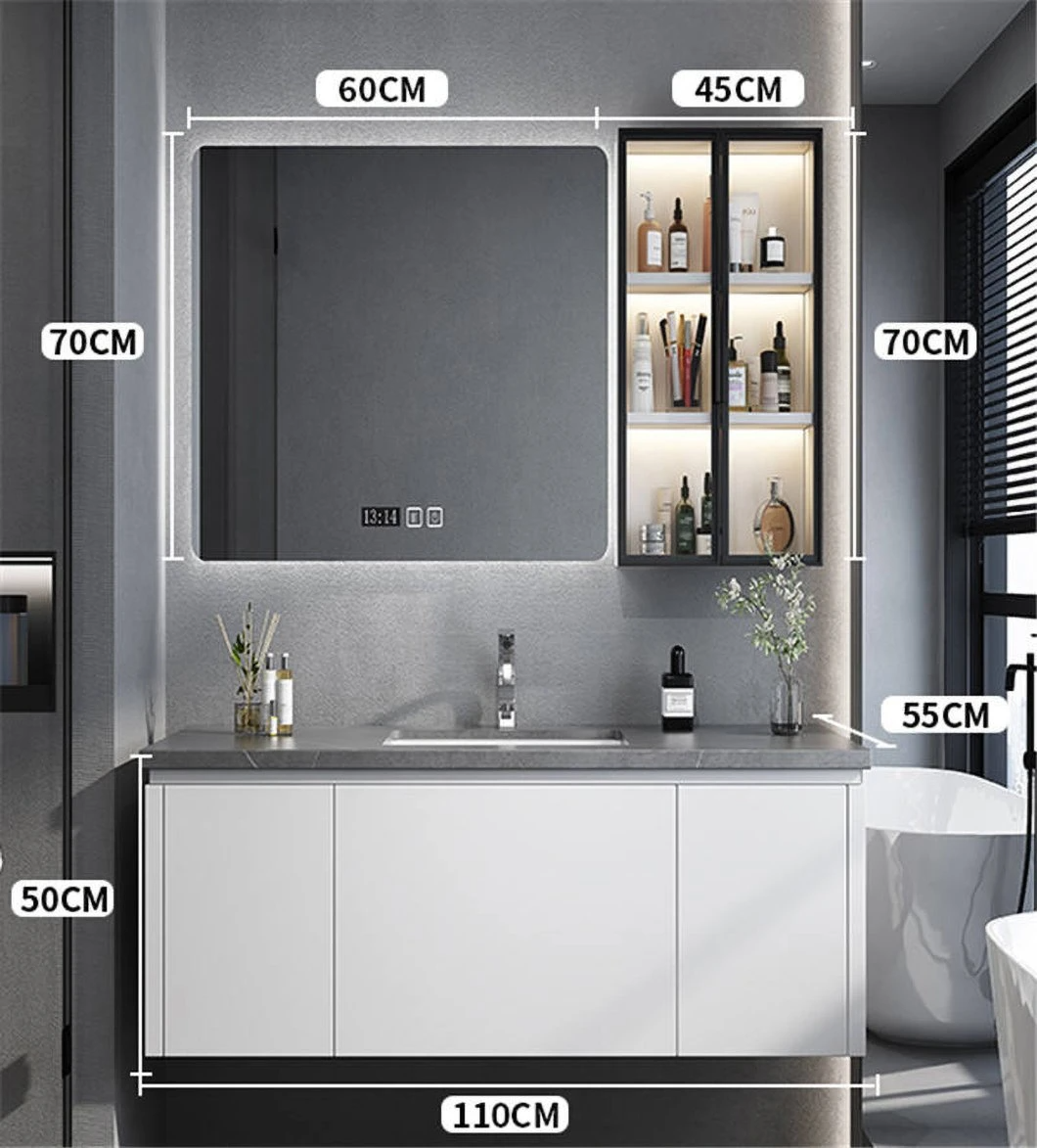 Modern Bathroom Cabinet PVC Bathroom Basin Cabinet Luxury Bathroom Waterproof Shower Cabinet with Smart Mirror