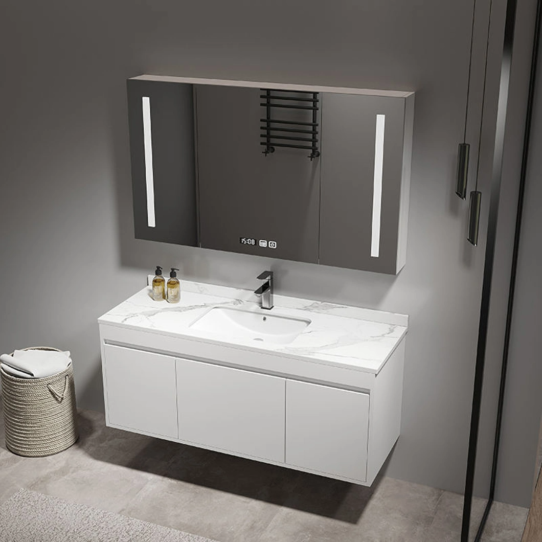 Modern Solid Wood Wash-and-Dressing Cabinet Black Bathroom Corner Luxury Bathroom Cabinet with Mirror Cabinet