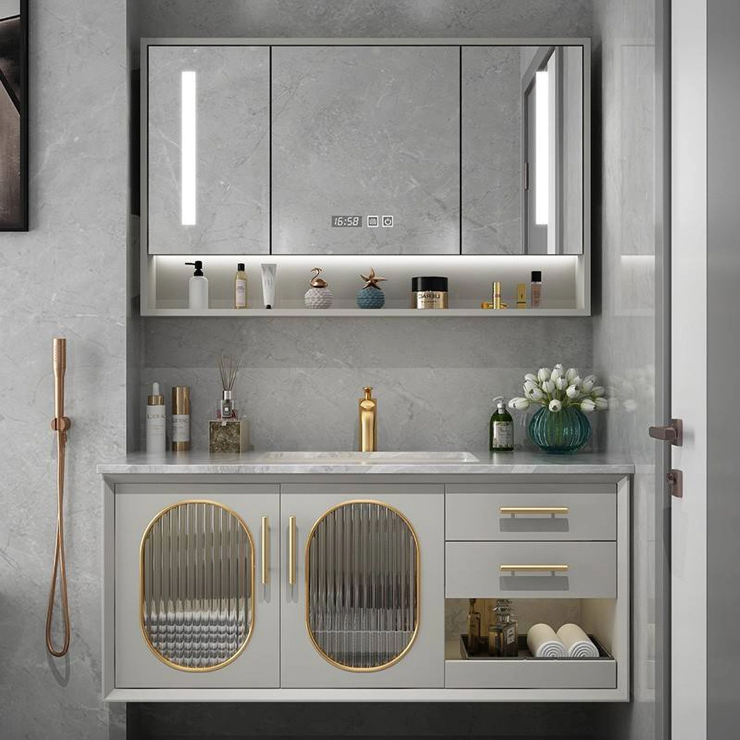 2023 Bathroom Furniture Toilet Storage Dresser New Design Glass Bathroom Cabinet Set