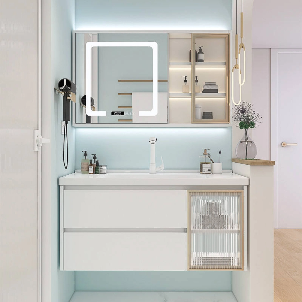 2023 New Bathroom Cabinet Double Sink Bathroom Furniture Waterproof Vanity Set with Mirror Cabinet