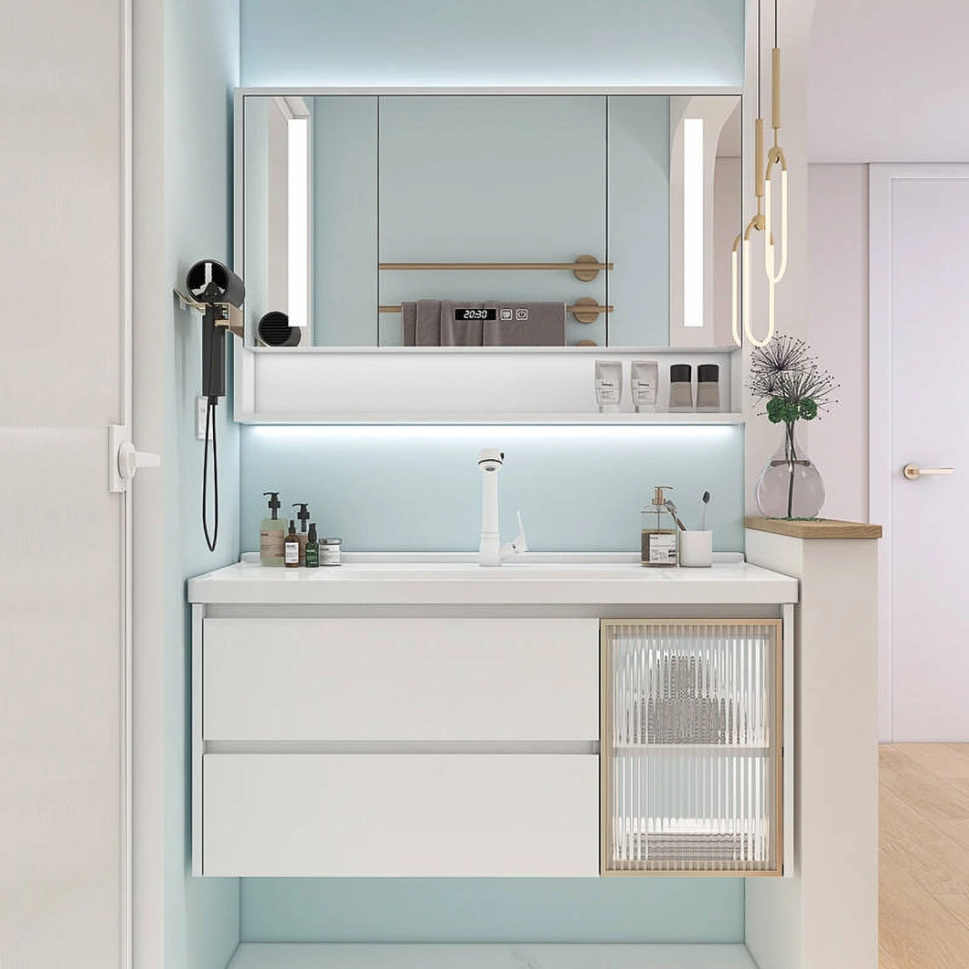 2023 New Bathroom Cabinet Double Sink Bathroom Furniture Waterproof Vanity Set with Mirror Cabinet