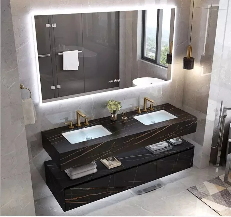 European Style Bath Furniture Hotel Home Luxury Modern Bathroom Vanity with Mirror Cabinet