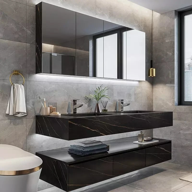 European Style Bath Furniture Hotel Home Luxury Modern Bathroom Vanity with Mirror Cabinet