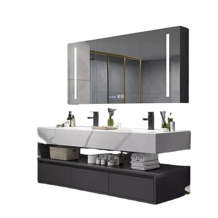 Hot Sale Chinese Vanity High Quality Eco-Friendly Water Proof Wall Mounted Smart Bathroom Mirror Cabinet Flosting Sink and Cabin