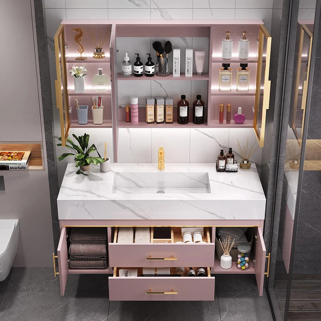 Luxury Bathroom Furniture Sink and Cabinet Set Marble Waterproof Bathroom Cabinet