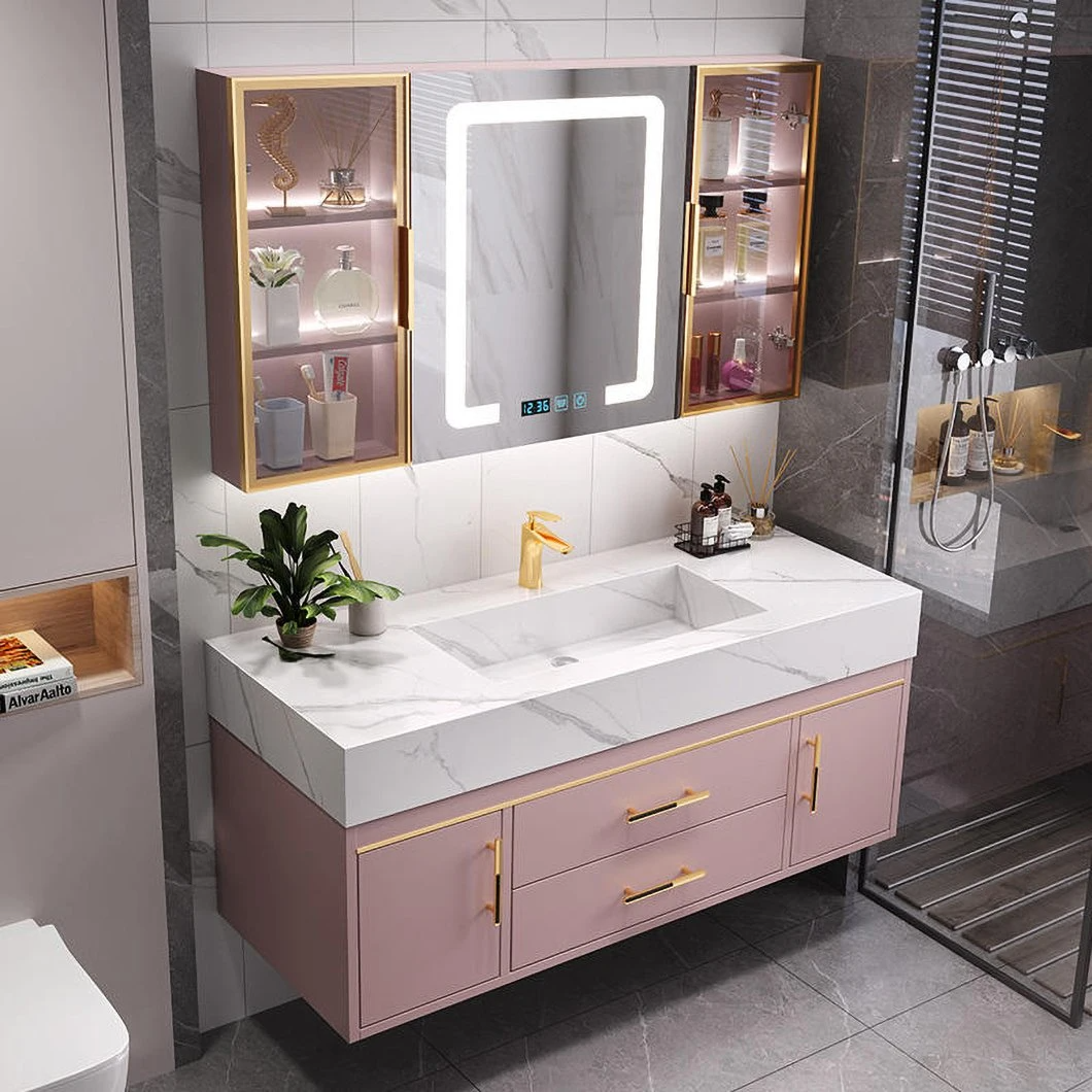 Luxury Bathroom Furniture Sink and Cabinet Set Marble Waterproof Bathroom Cabinet