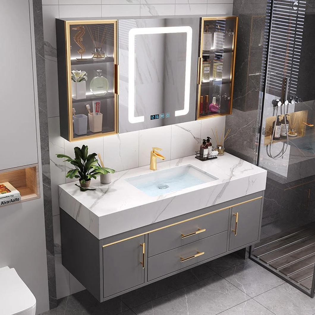 Luxury Bathroom Furniture Sink and Cabinet Set Marble Waterproof Bathroom Cabinet