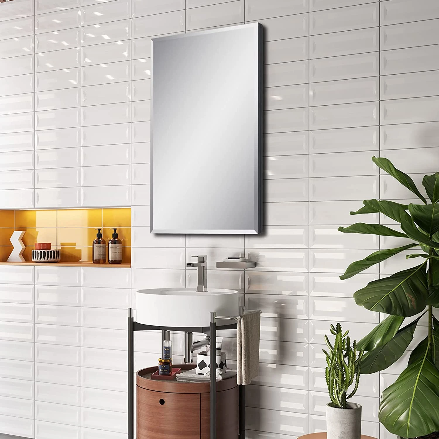 Mirror Cabinet 36 X 61 Cm Recessed or Surface Mount, Black Aluminum Bathroom Wall Cabinet with Mirror and Adjustable Shelves