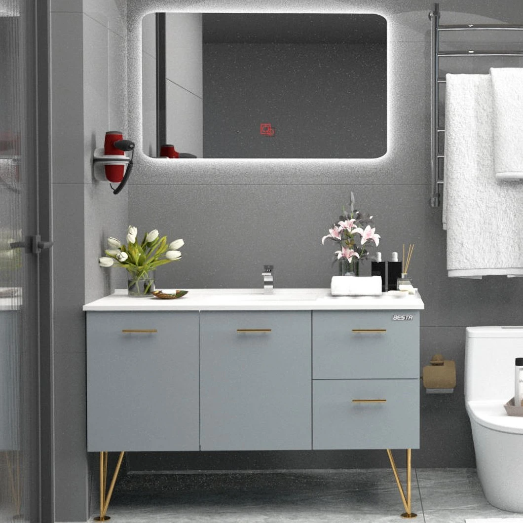 Modern Bathroom Furniture Quality Supplier Bathroom Vanity Mirror Solid Wood Bathroom Cabinet