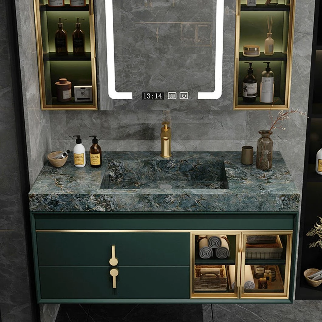 Modern Ceramic Basin Dresser Set Mirror Cabinet European Wall Mounted Single Sink Bathroom Cabinet