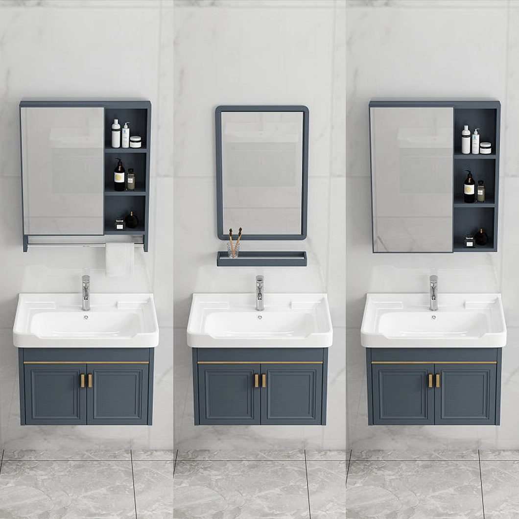 Modern Corner Single Sink Bathroom Vanity Wall Mounted Wooden Small Bathroom Cabinet Set