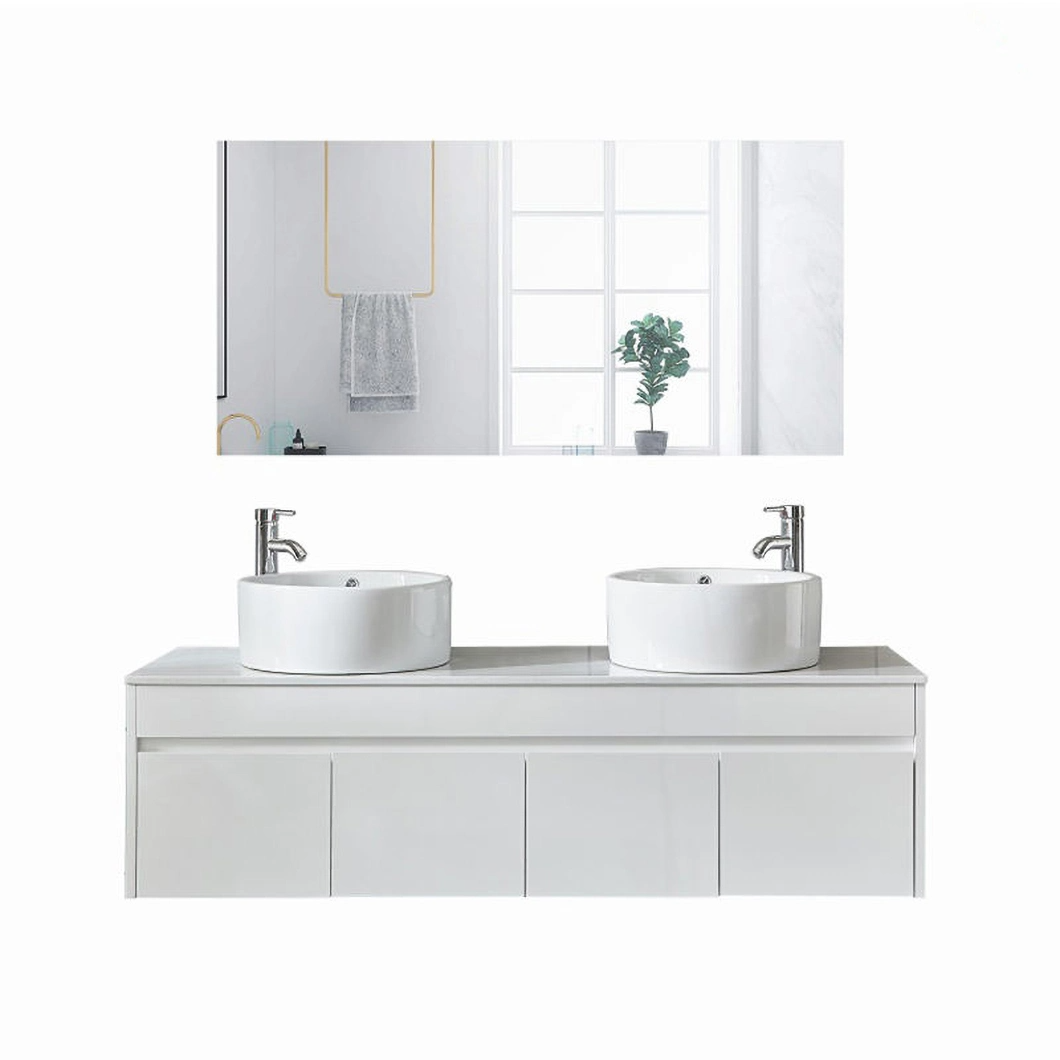 Modern Countertop Basin Ceramic Vanity Cabinet Double Sink Bathroom Vanity Wooden Bathroom Cabinet Set