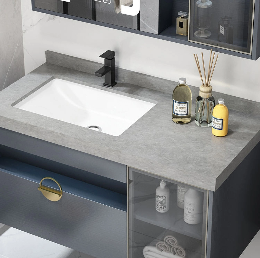 Modern Hotel European Style Supplier Plywood Single Sink Water Resistant Bathroom Vanity Bathroom Mirror Cabinet with Sink