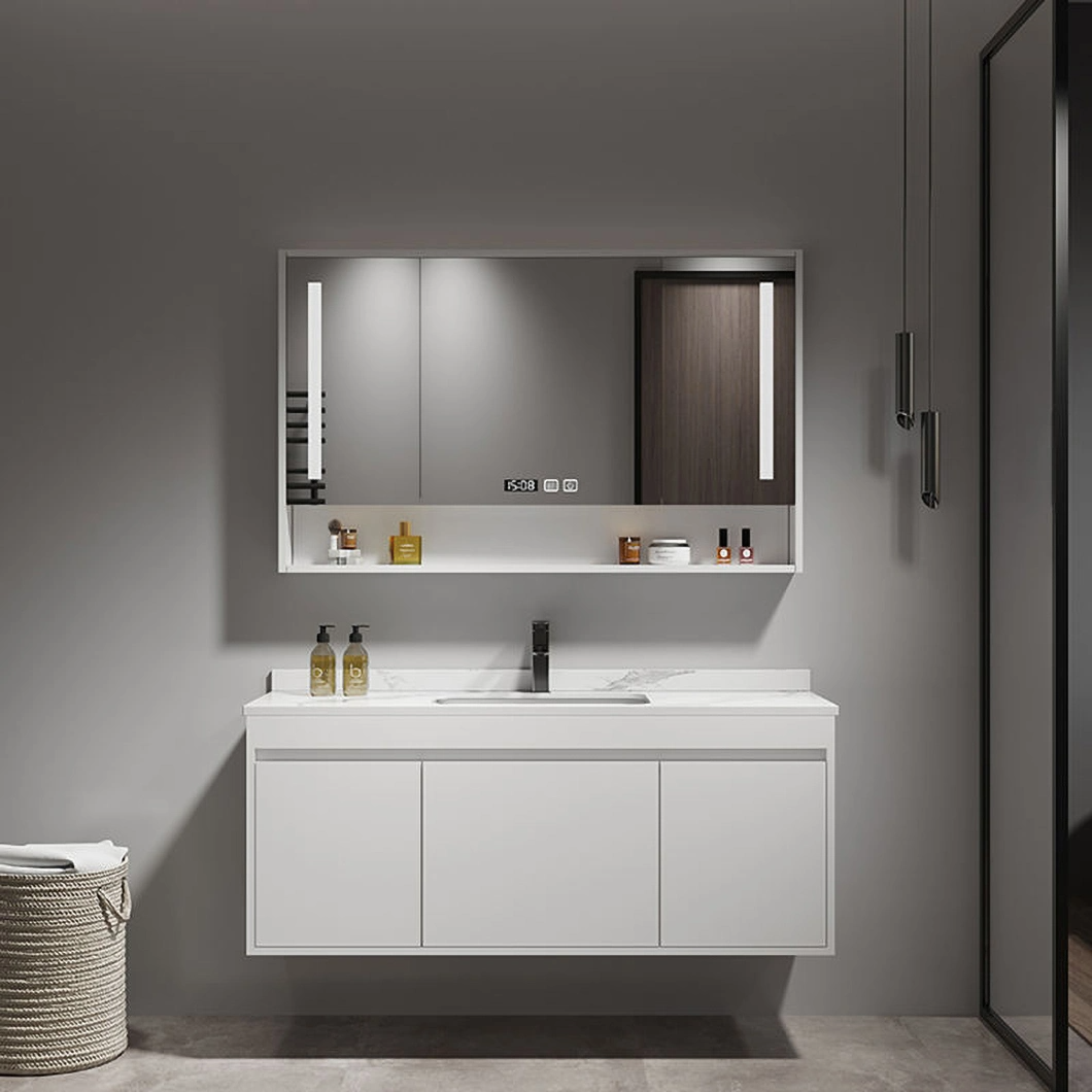 Modern Solid Wood Wash-and-Dressing Cabinet Black Bathroom Corner Luxury Bathroom Cabinet with Mirror Cabinet