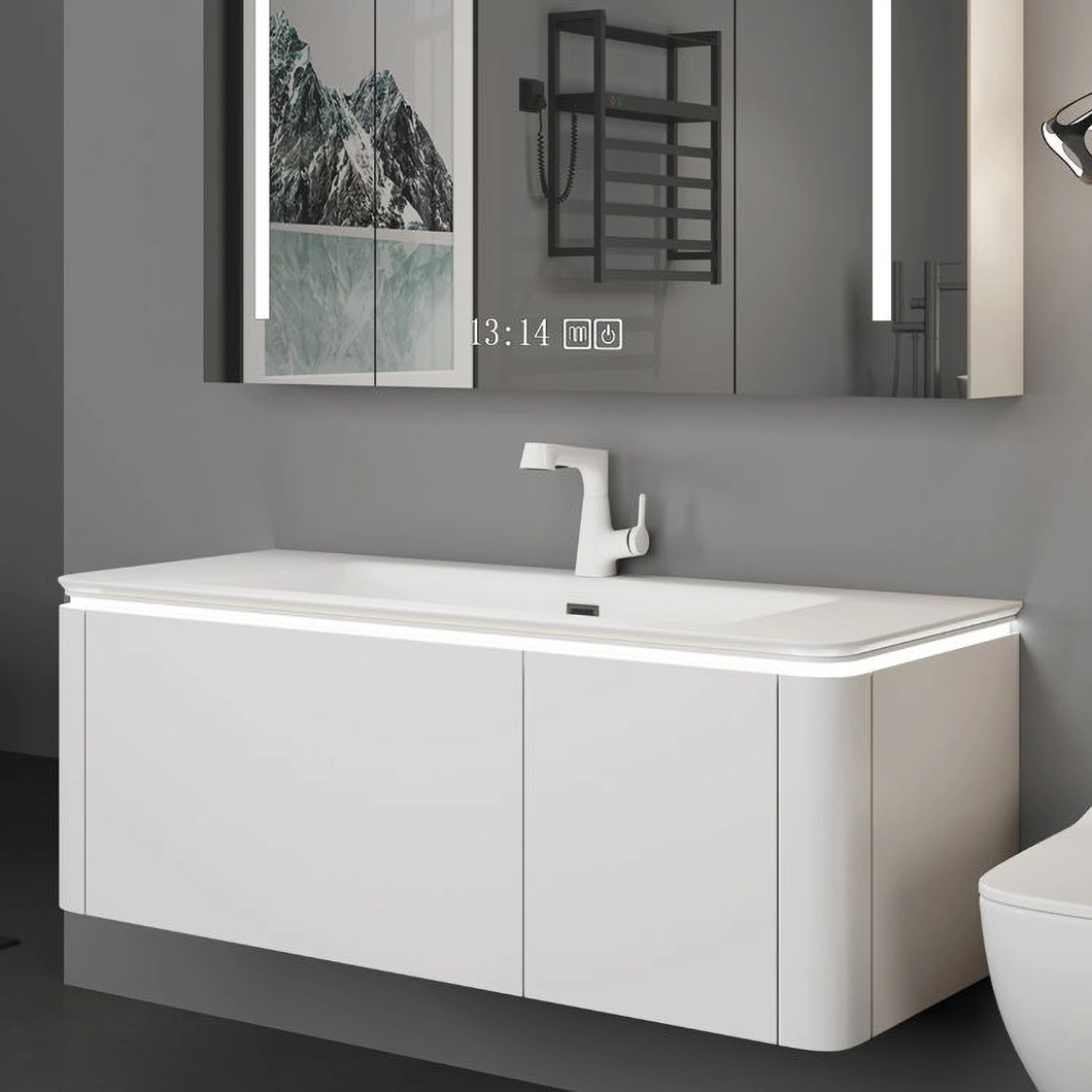 Modern Wall Mounted Waterproof Bathroom Vanity White Corner Small Bathroom Cabinet Set