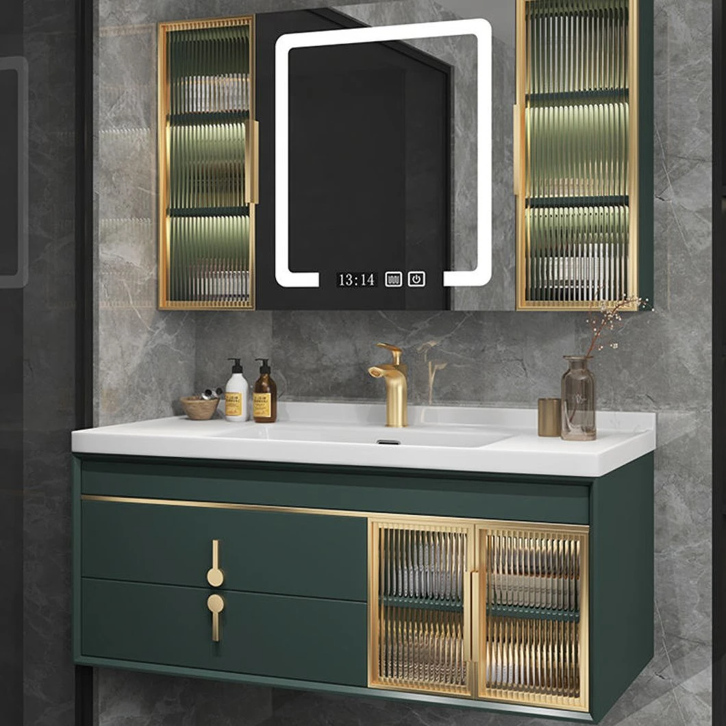 Modern Ceramic Basin Dresser Set Mirror Cabinet European Wall Mounted Single Sink Bathroom Cabinet