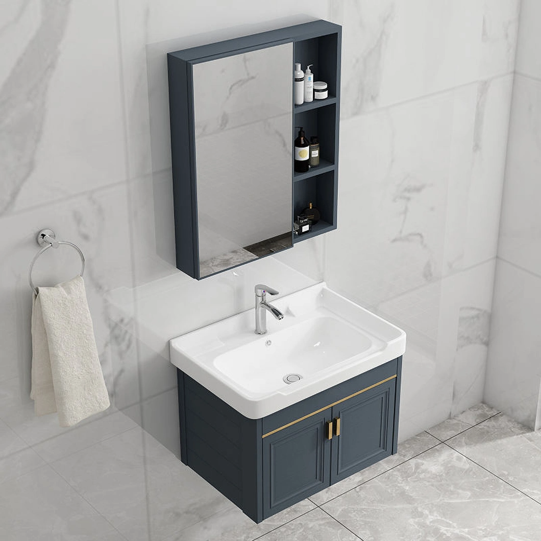 Modern Corner Single Sink Bathroom Vanity Wall Mounted Wooden Small Bathroom Cabinet Set