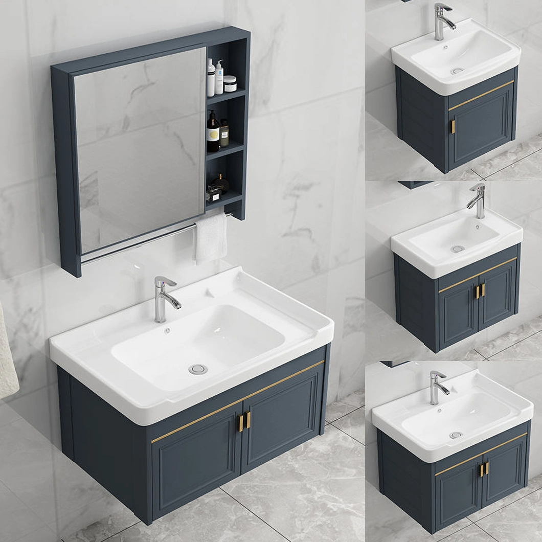 Modern Corner Single Sink Bathroom Vanity Wall Mounted Wooden Small Bathroom Cabinet Set