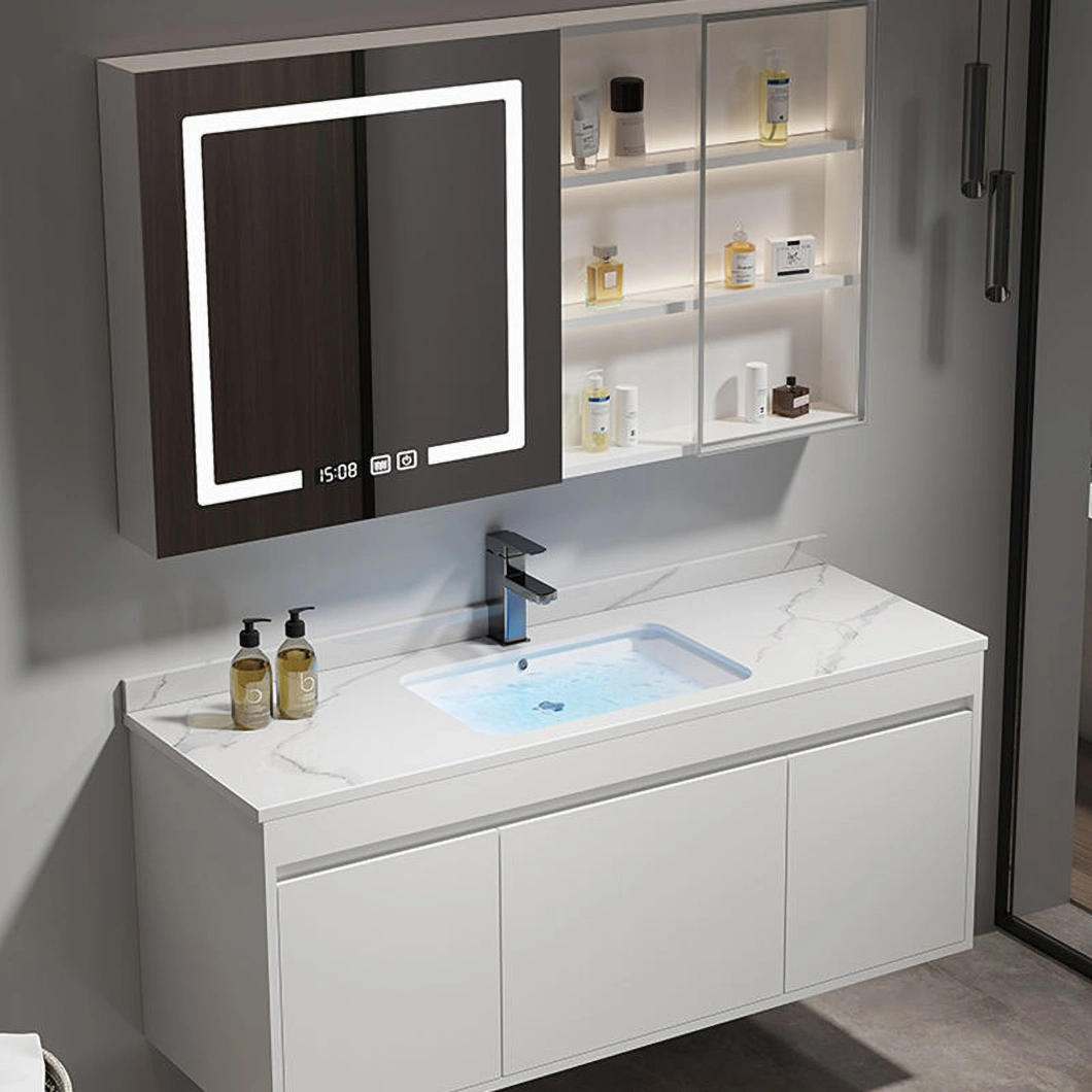 Modern Solid Wood Wash-and-Dressing Cabinet Black Bathroom Corner Luxury Bathroom Cabinet with Mirror Cabinet