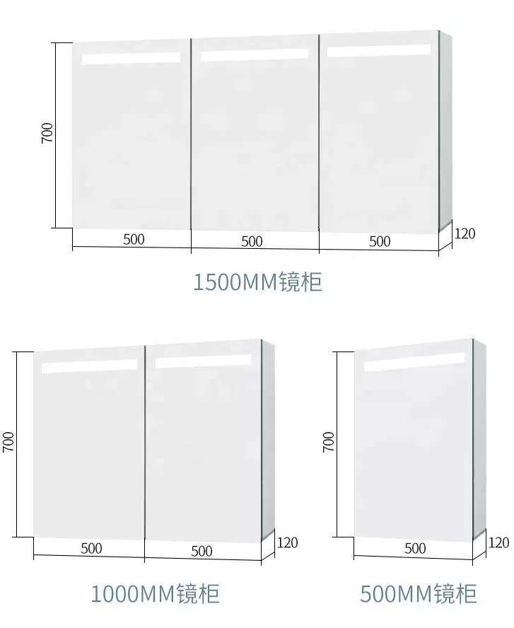 Smart Bathroom Mirror Cabinet with Digital Clock and Lighted Medicine Cabinet IP67