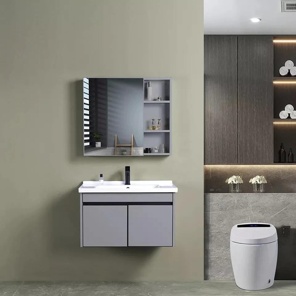 Vanity Cabinet Cheap Wall Mounted Bathroom Wash Basin Vanity Wood Color Furniture Granite Bathroom Mirror Cabinet