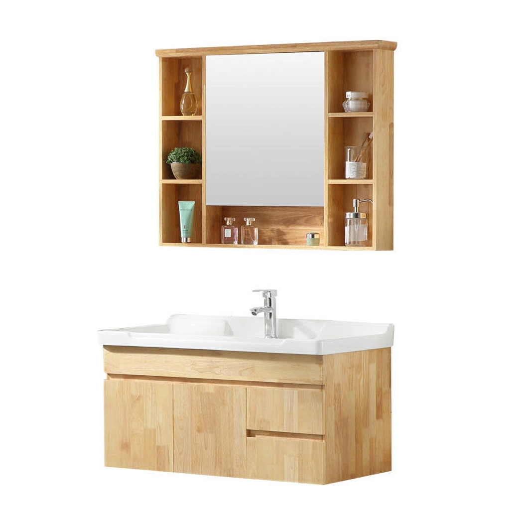 Wall-Mounted Solid Wood Bathroom Cabinet Marble Bathroom Vanity with LED Mirror Vanity Smart Cabinet