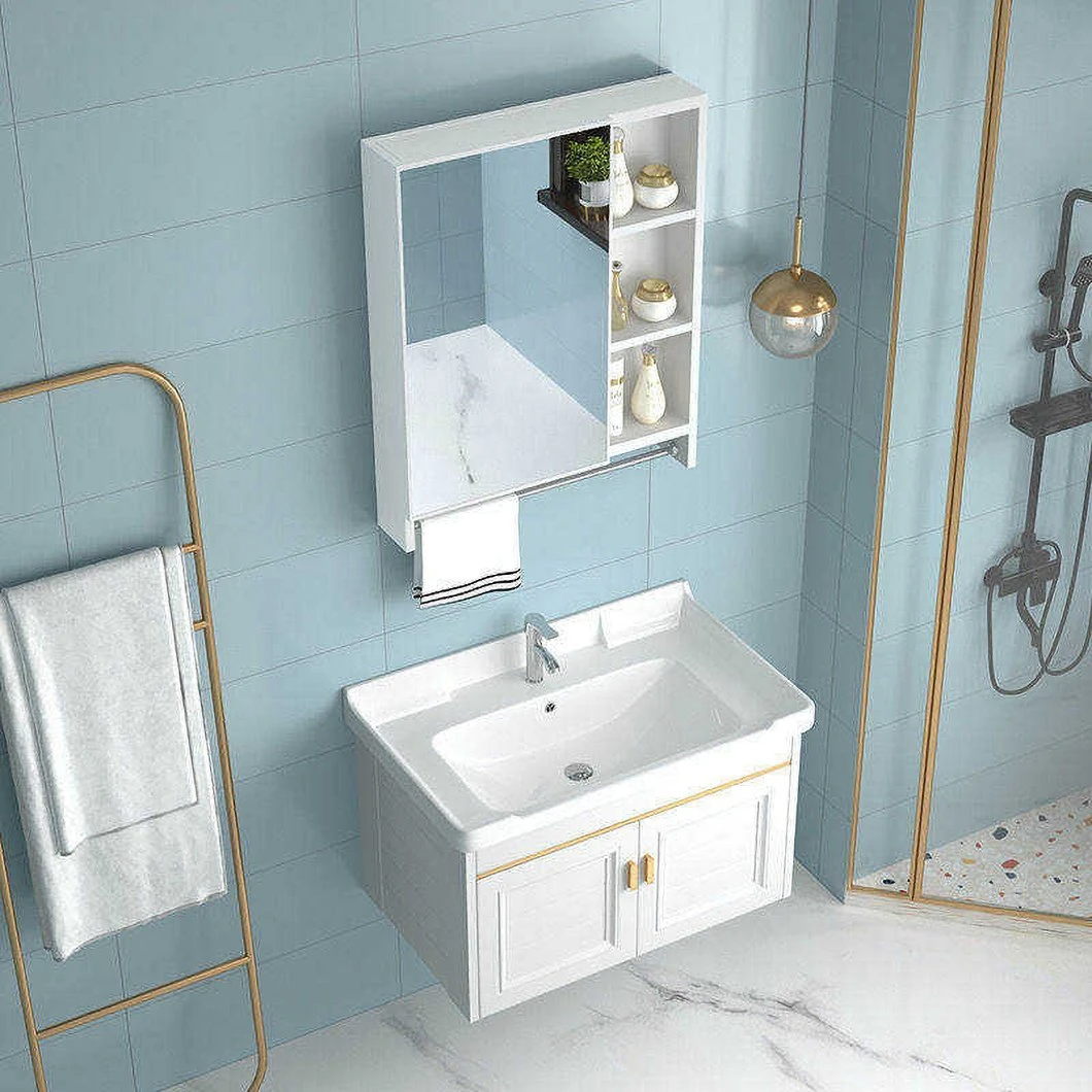 American Style Wholesale White Solid Wood Furniture Bathroom Vanity Bathroom Cabinet with Mirror