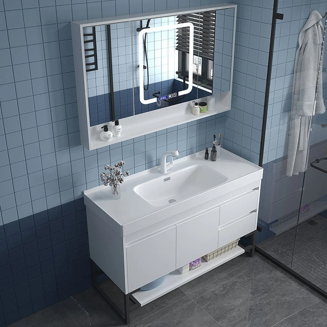 American Style Wholesale White Solid Wood Furniture Bathroom Vanity Bathroom Cabinet with Mirror