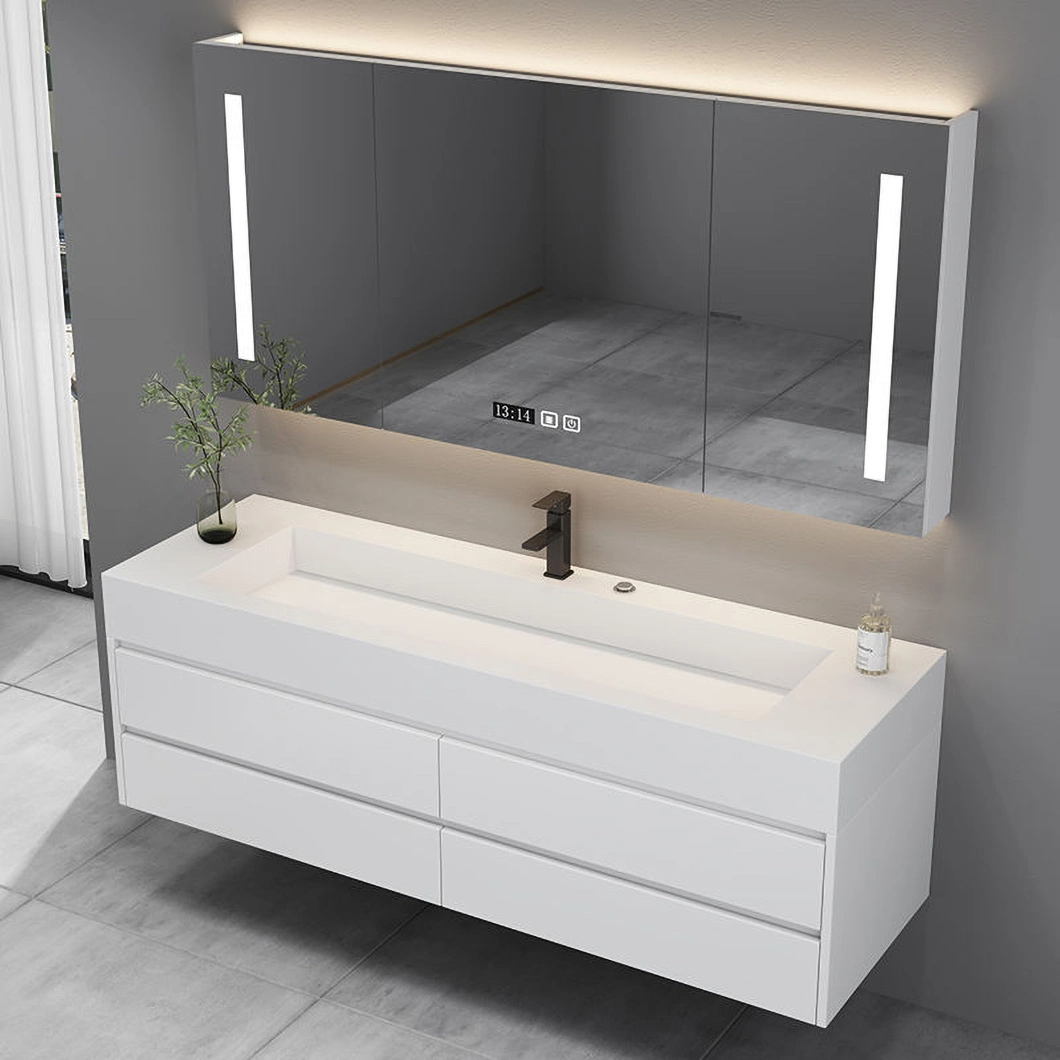 American Style Wholesale White Solid Wood Furniture Bathroom Vanity Bathroom Cabinet with Mirror