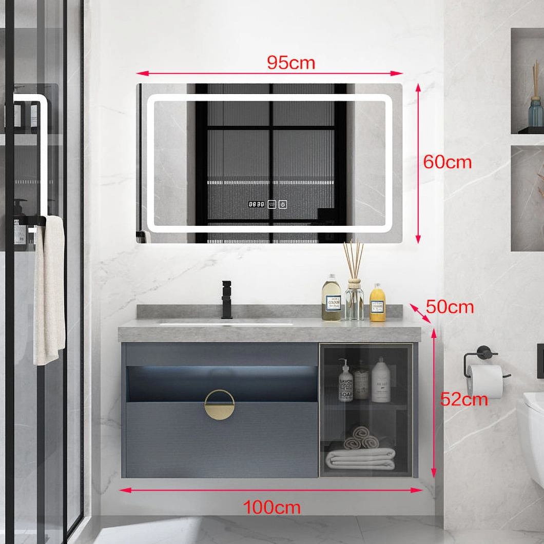 Custom Wholesale European Style Modern Floating Top Double Sink Water Resistant Bathroom Vanity Cabinet Sets with Sink