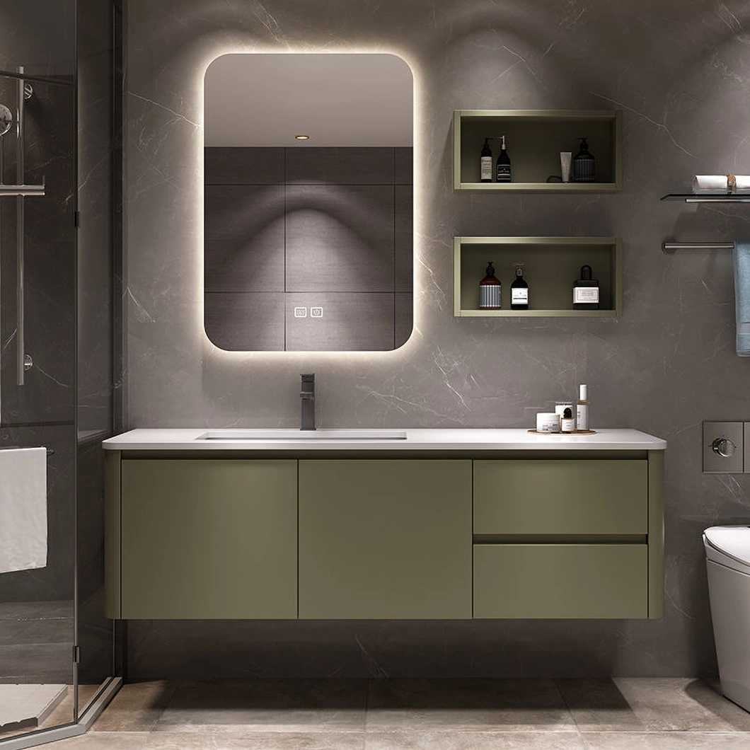 OEM Italian Slate Bathroom Cabinet Wash Basin Cabinet Combination Modern Minimalist Wall Hung Timber Bathroom Vanity Wholesalers