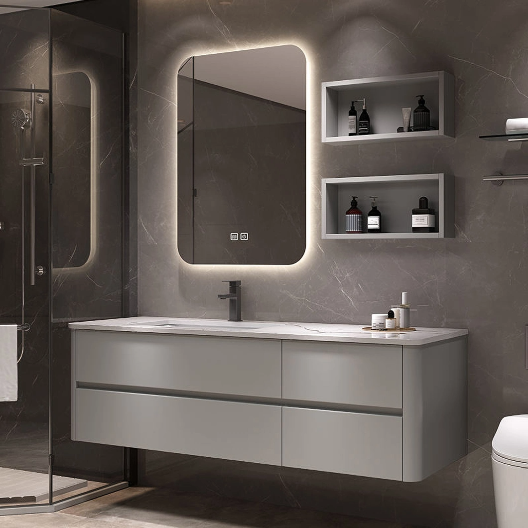 OEM Italian Slate Bathroom Cabinet Wash Basin Cabinet Combination Modern Minimalist Wall Hung Timber Bathroom Vanity Wholesalers