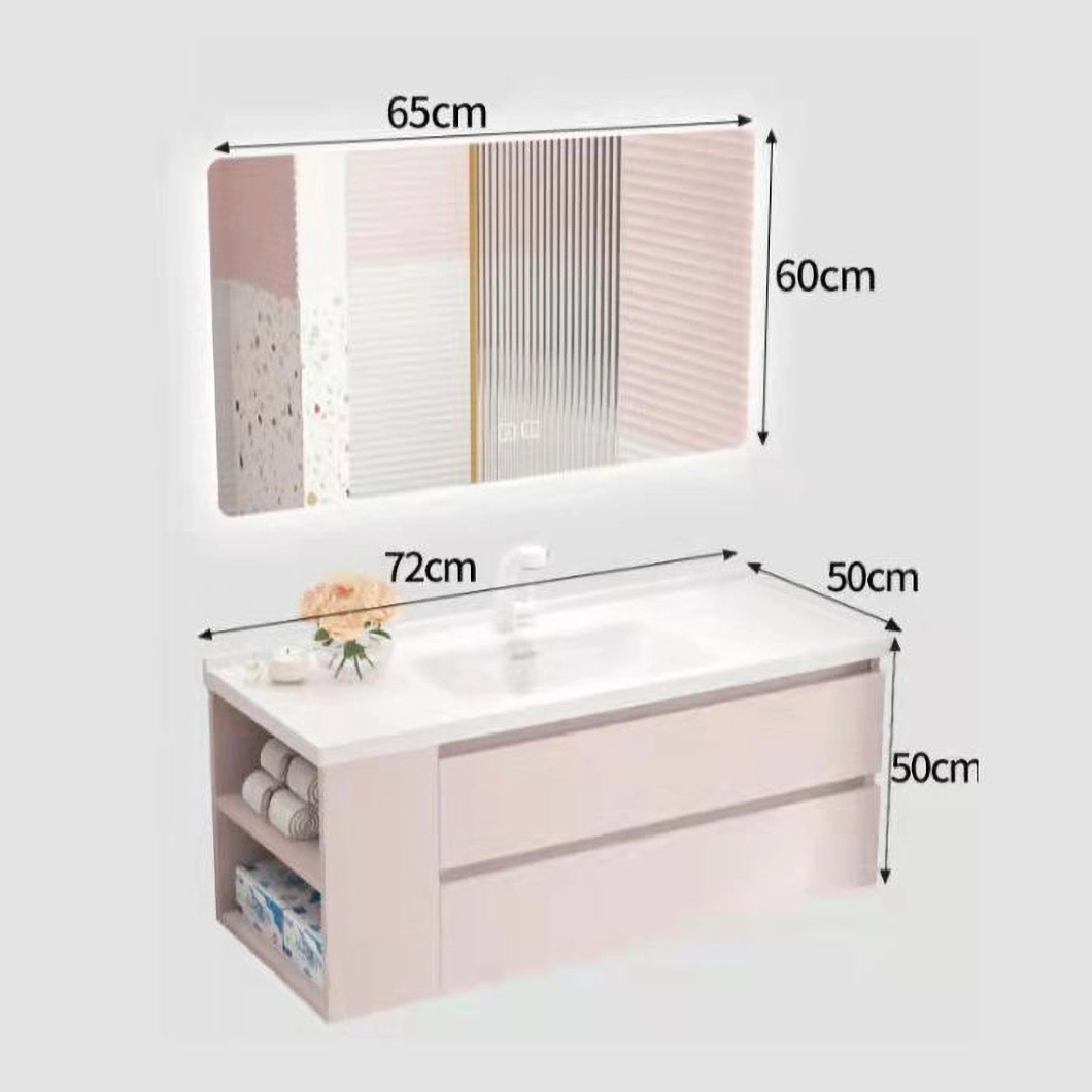 OEM Matte White Wall-Mounted Bathroom Cabinet 36 Inches Unique Standing American Ceramic Integrated Basin Bathroom Vanity Set